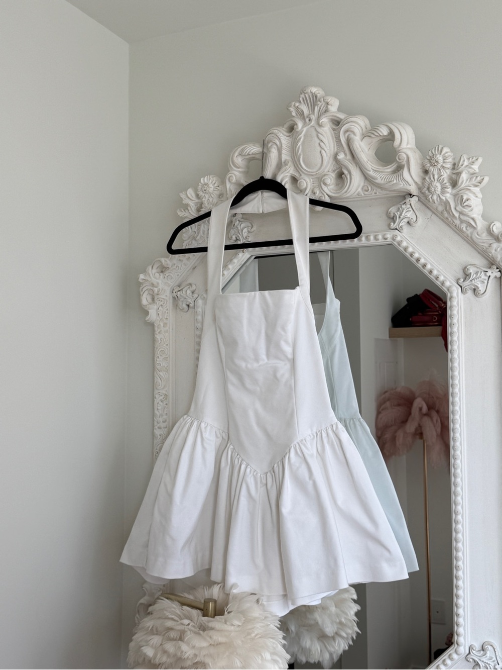 Helsa Faille White Halter Mini Dress